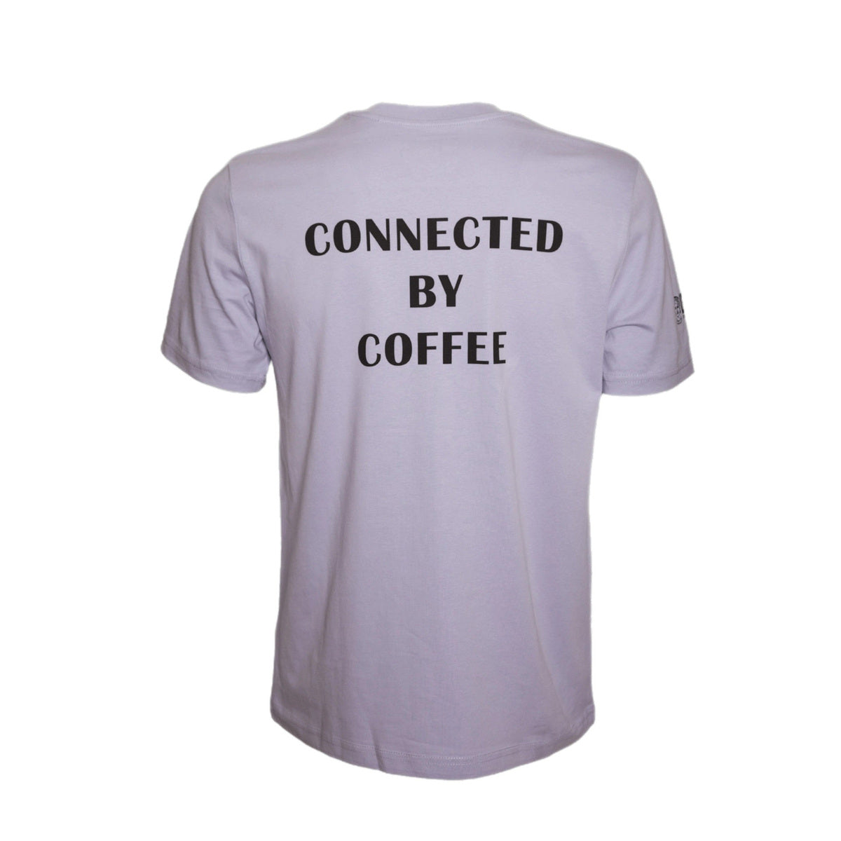 T-Shirt Connected by Coffee Back View - Lavender Organic Cotton - Large Graphic - UNICO