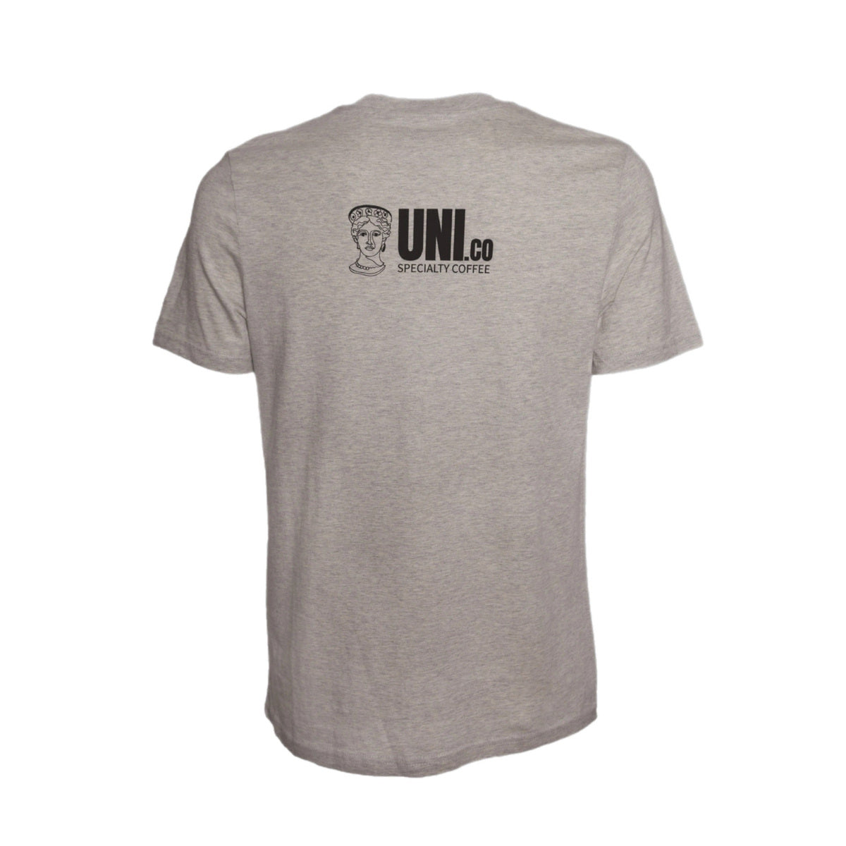 T-Shirt I'm Specialty Back View - Heather Haze Organic Cotton - UNICO Specialty Coffee Logo